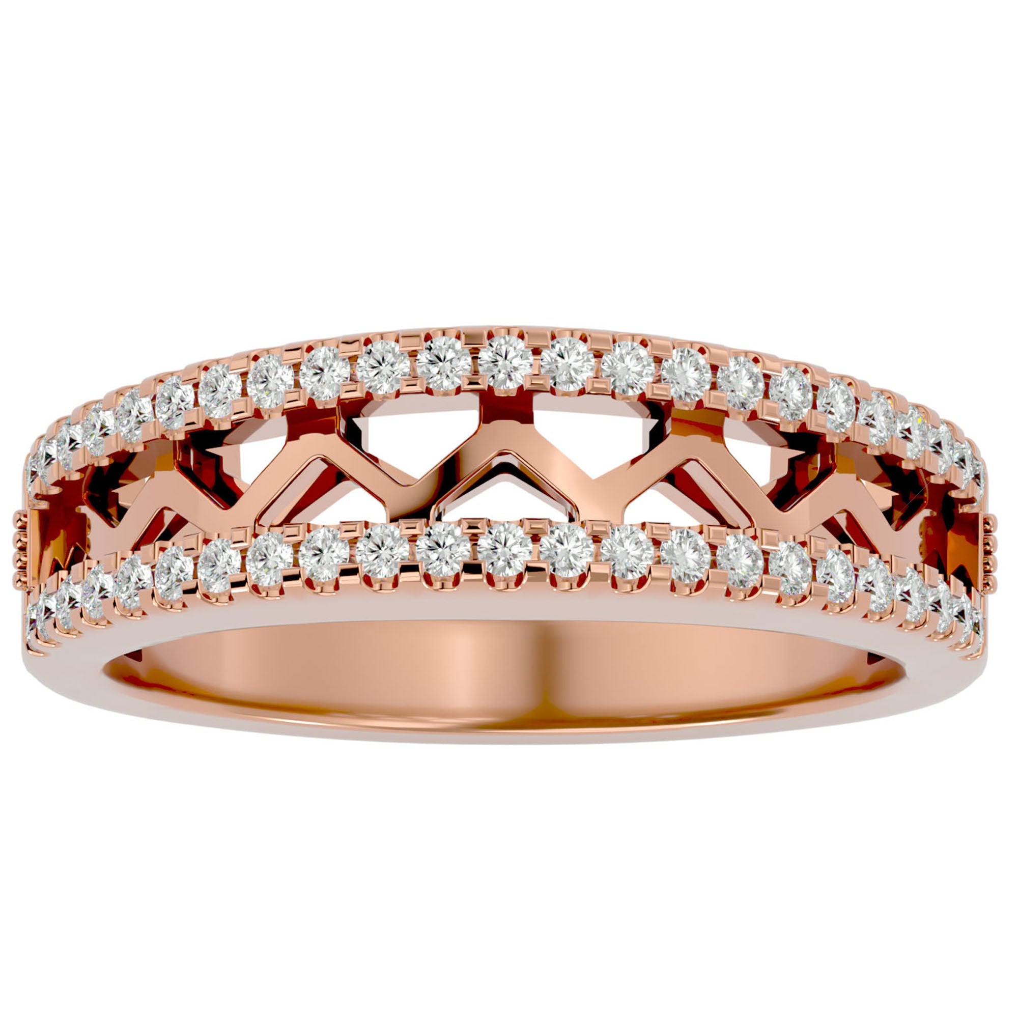 Inel Diademă din Aur 14k cu Diamante Naturale în Montură Clasică de 0.30 ct din 14k Aur Roz - Castelo.ro