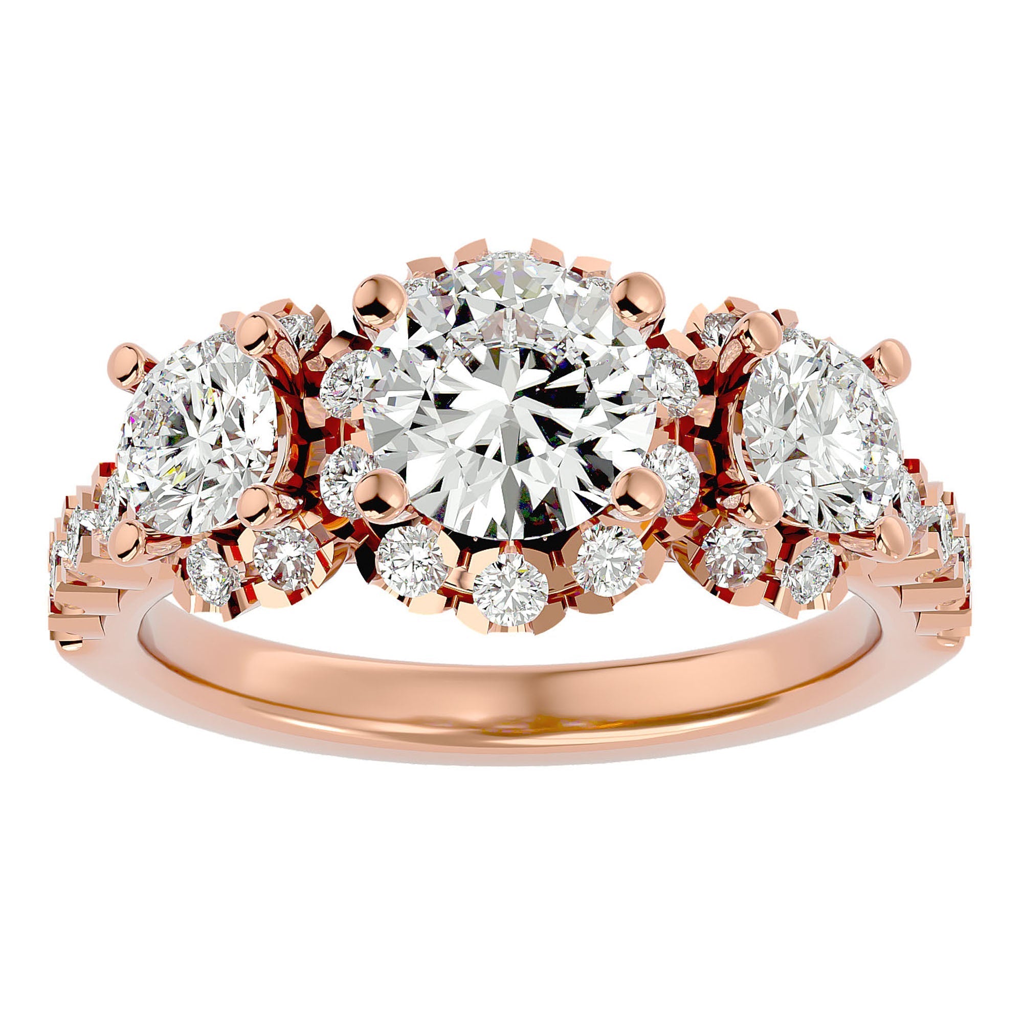 Inel de Logodnă Imperial din Aur 14k cu Diamante Create în Laborator de 2.04 ct din 14k Aur Roz - Castelo.ro