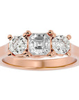 Inel de Logodnă din Aur 14k cu Trei Diamante Naturale de 2.20 ct din 14k Aur Roz - Castelo.ro