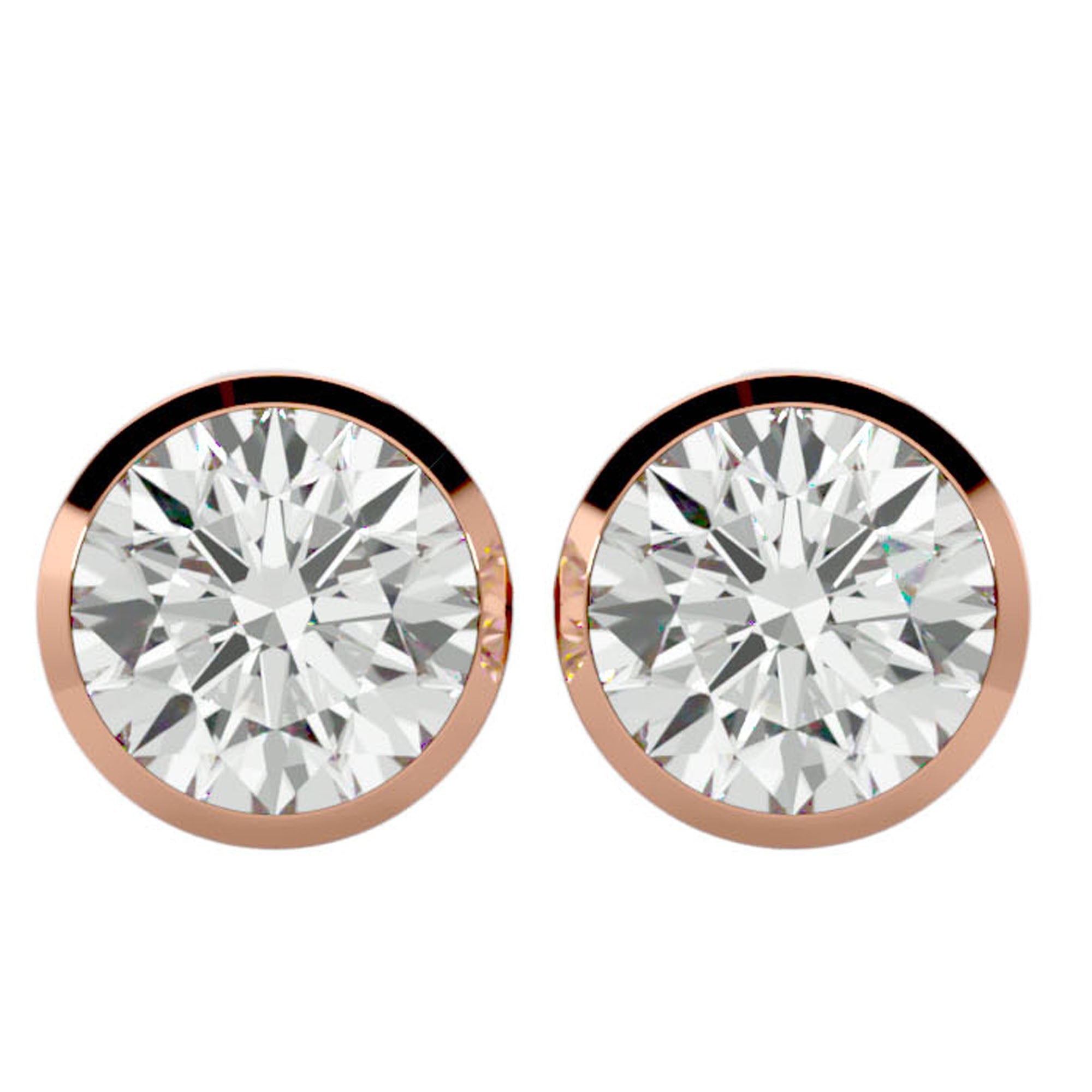 Cercei cu Diamant Natural In Montură Bezel de 1.18 ct din 18k Aur Roz - Castelo.ro