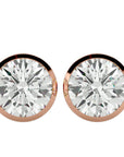Cercei cu Diamant Natural In Montură Bezel de 1.18 ct din 18k Aur Roz - Castelo.ro