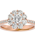 Inel de Logodnă Fleur cu Moissanite Halo Pavé de 1.64 ct din 18k Aur Roz - Castelo.ro