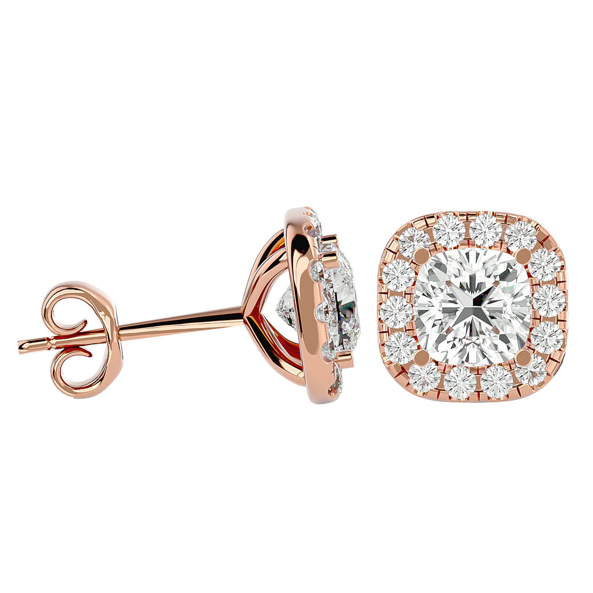Cercei Stud Cu Moissanite de 2.06 ct din 18k Aur Roz - Castelo.ro