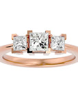 Inel de Logodnă Cu Trei Diamante Naturale Tăietură Prințesă de 1.32 ct din 18k Aur Roz - Castelo.ro