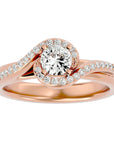 Inel de Logodnă din Aur 14k cu Diamante Create în Laborator Pavé în Spirală Eternă de 0.61 ct din 14k Aur Roz - Castelo.ro