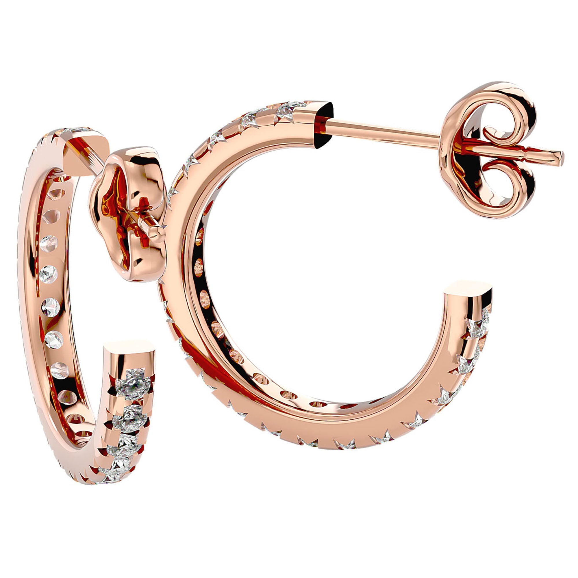 Cercei Hoop din Aur 14k Cu Diamante Create în Laborator de 0.70 ct din 14k Aur Roz - Castelo.ro