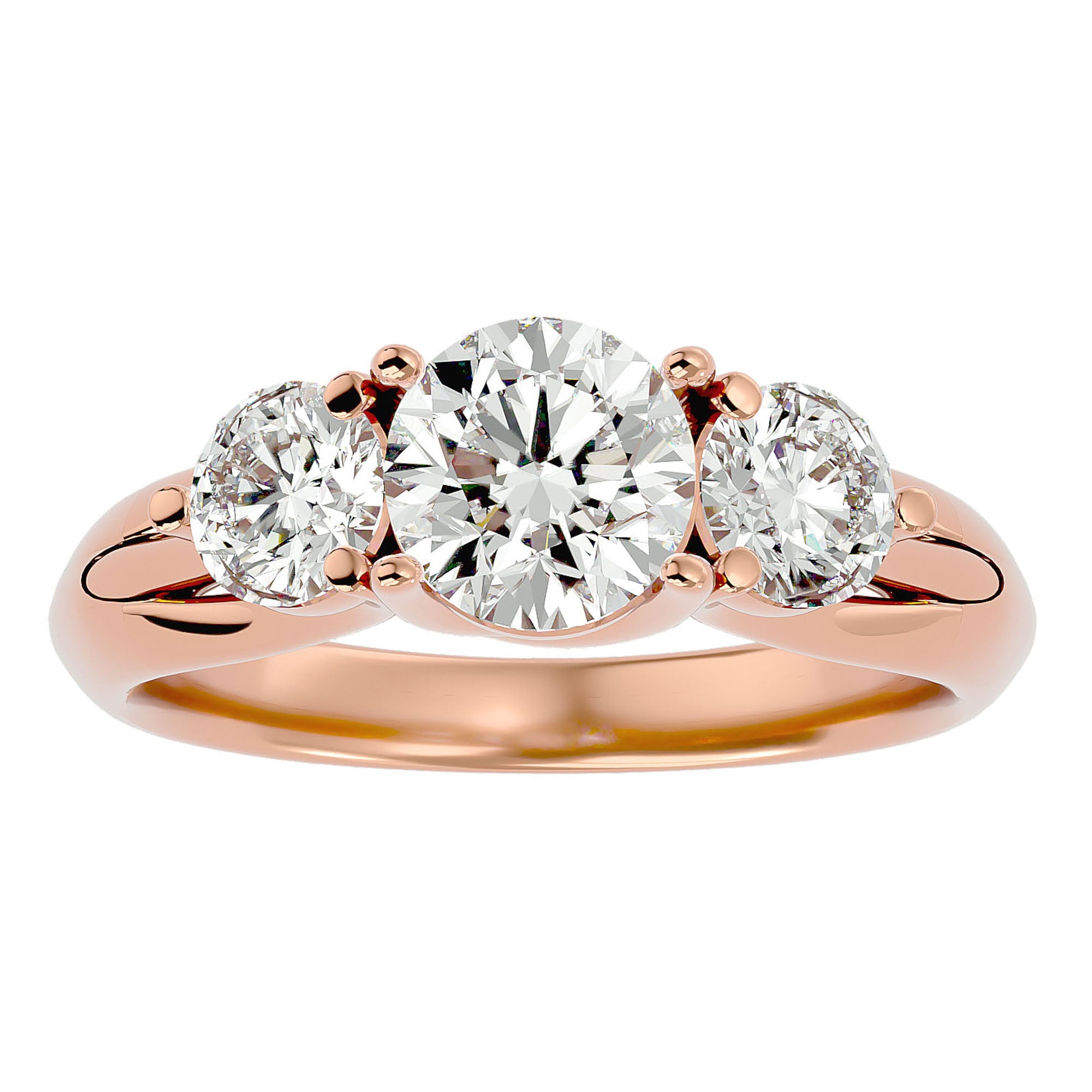 Inel de Logodnă cu Trei Moissanite de 2.22 ct din 18k Aur Roz - Castelo.ro
