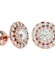 Cercei Halo Distins Cu Diamante Naturale de 1.97 ct din 18k Aur Roz - Castelo.ro