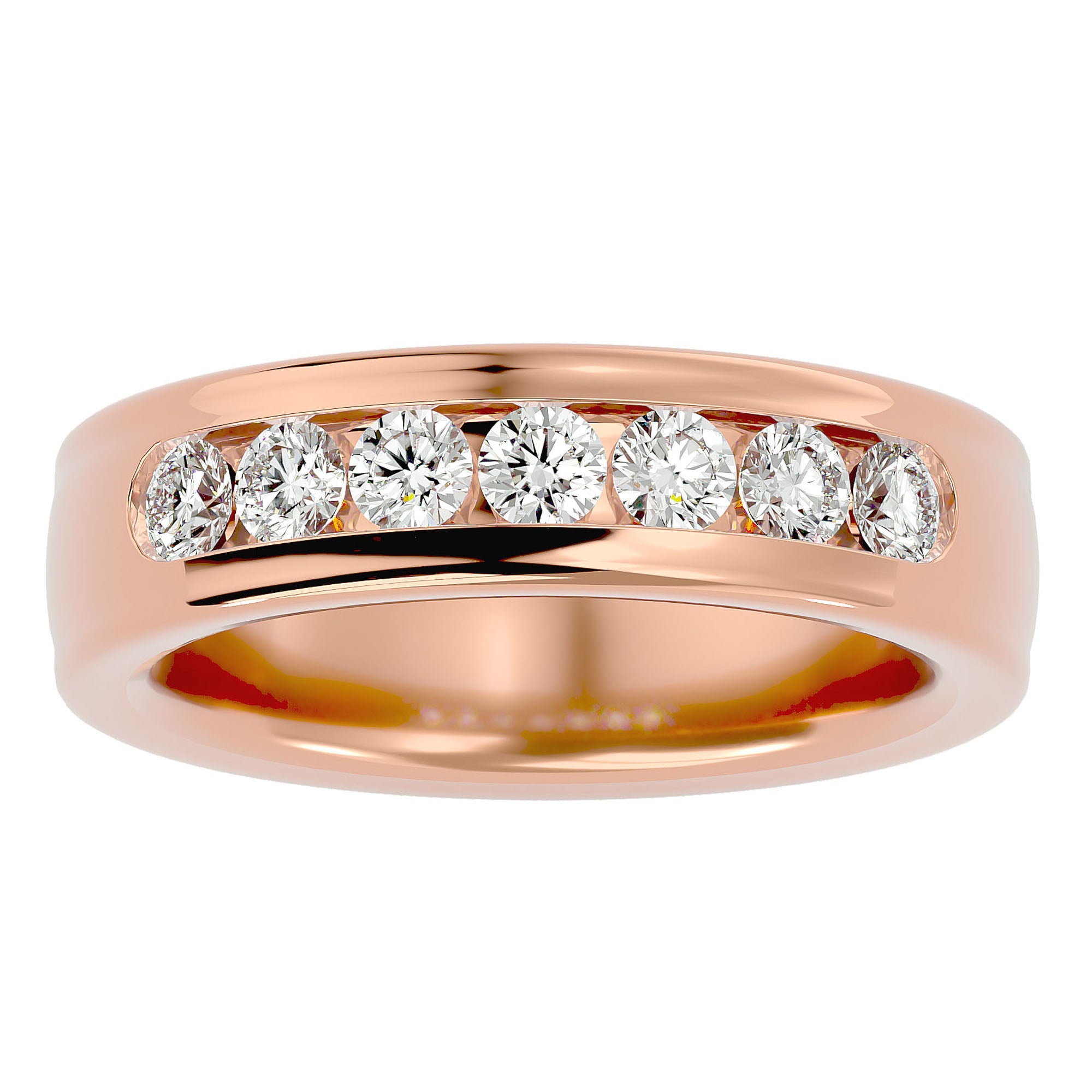 Verighetă din Aur 14k cu Bandă De Diamante Naturale de 1.03 ct din 14k Aur Roz - Castelo.ro