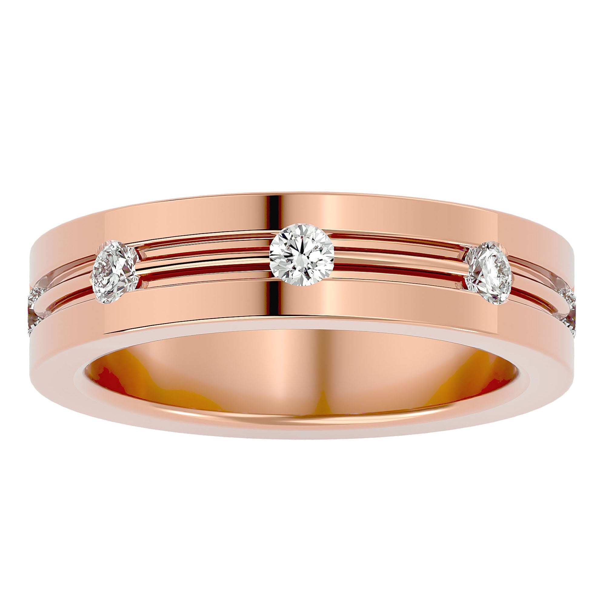Verighetă cu Bandă De Diamante Naturale de 0.56 ct din 18k Aur Roz - Castelo.ro
