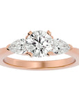 Inel de Logodnă Hélène din Aur 14k cu Trei Diamante Create în Laborator de 2.18 ct din 14k Aur Roz - Castelo.ro