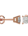 Cercei Stud Montură Prințesă cu Diamant Natural de 1 ct din 18k Aur Roz - Castelo.ro