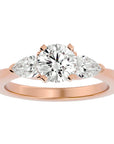 Inel de Logodnă Hélène cu Trei Diamante Naturale de 2.18 ct din 18k Aur Roz - Castelo.ro