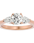 Inel de Logodnă Hélène cu Trei Diamante Naturale de 2.18 ct din 18k Aur Roz - Castelo.ro