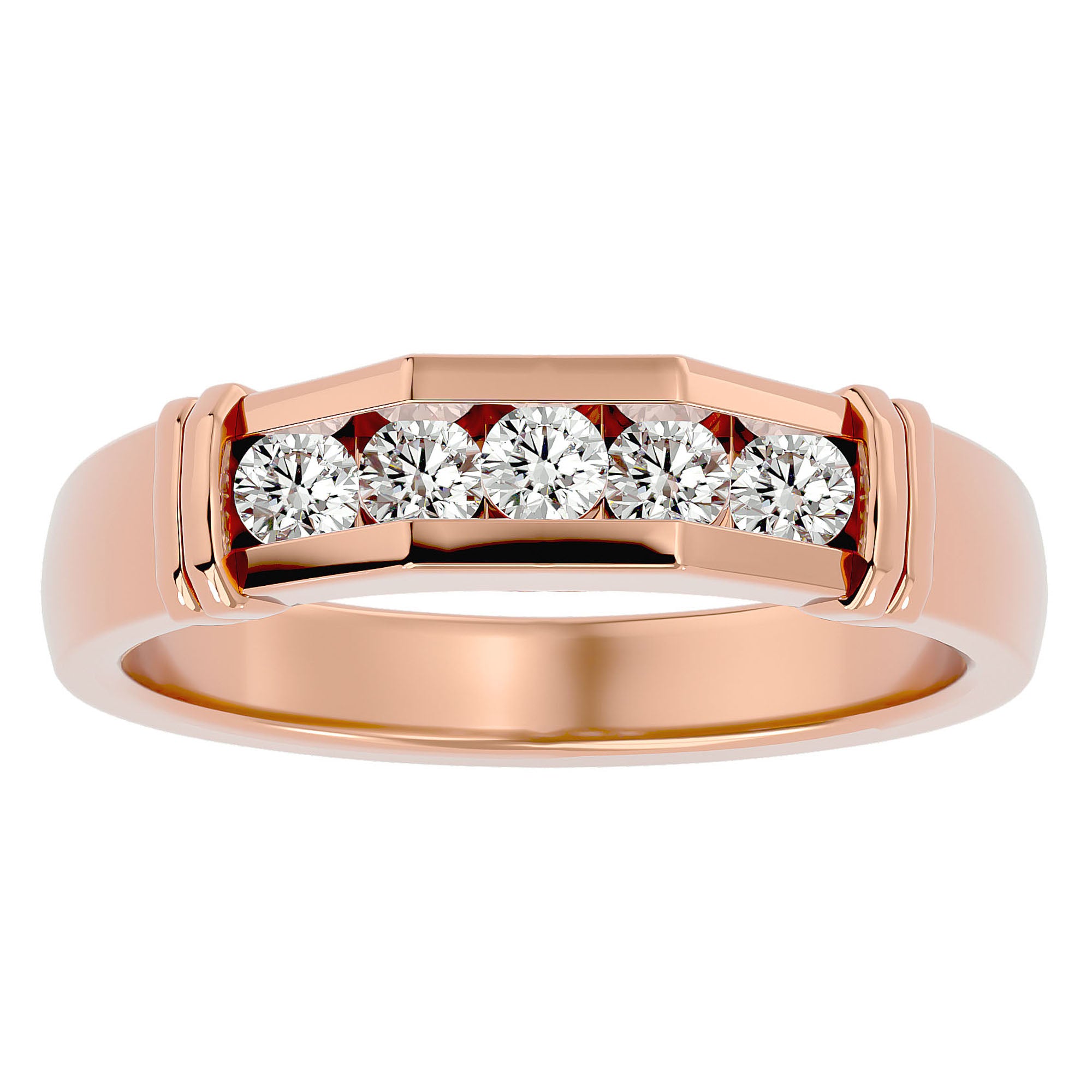 Inel Radiant cu Diamante Naturale de 0.51 ct din 18k Aur Roz - Castelo.ro