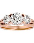 Inel de Logodnă cu Trei Diamante Naturale de 2.22 ct din 18k Aur Roz - Castelo.ro