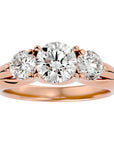 Inel de Logodnă cu Trei Diamante Naturale de 2.22 ct din 18k Aur Roz - Castelo.ro