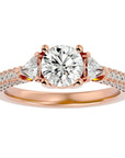 Inel de Logodnă din Aur 14k cu Trei Moissanite Pavè de 1.63 ct din 14k Aur Roz - Castelo.ro