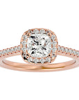 Inel de Logodnă Halo Pavé cu Diamante Create în Laborator de 1.79 ct din 18k Aur Roz - Castelo.ro