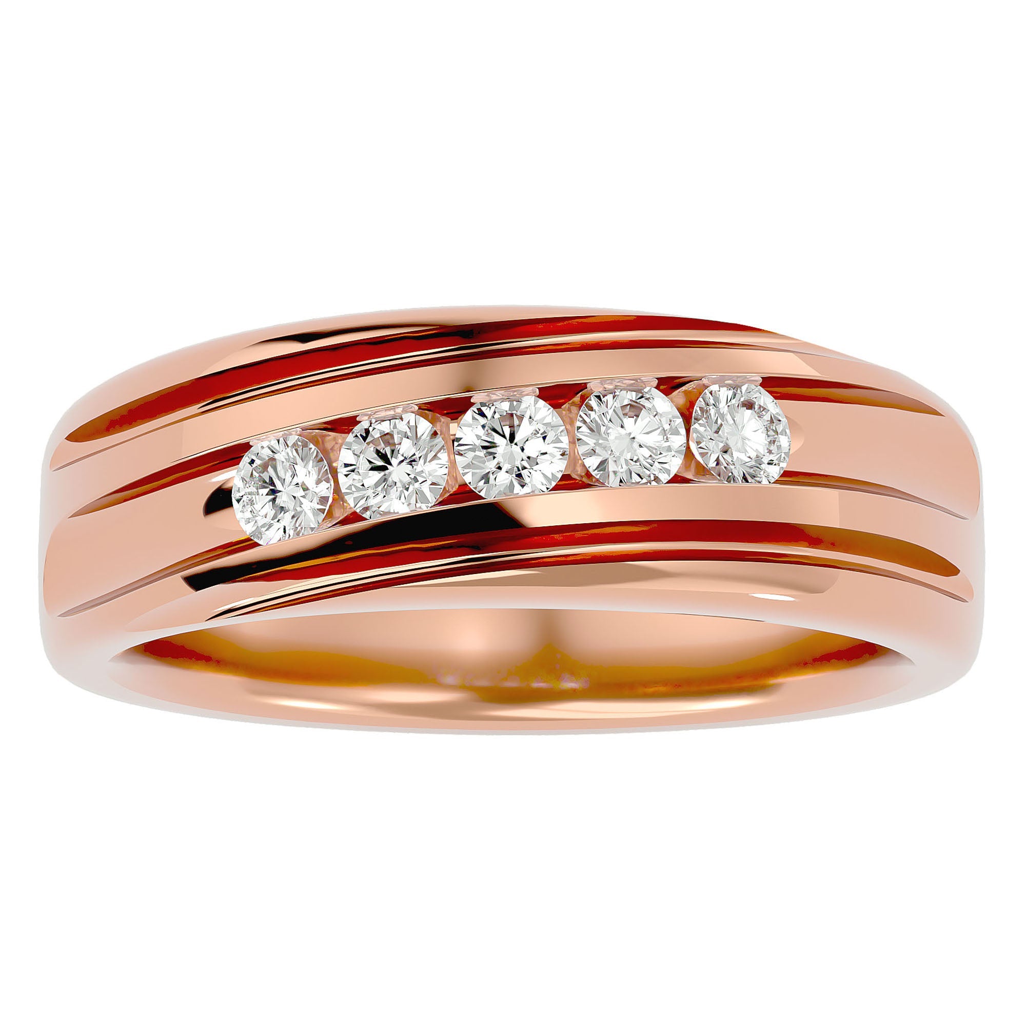 Verighetă Regală din Aur 14k cu Moissanite de 0.51 ct din 14k Aur Roz - Castelo.ro