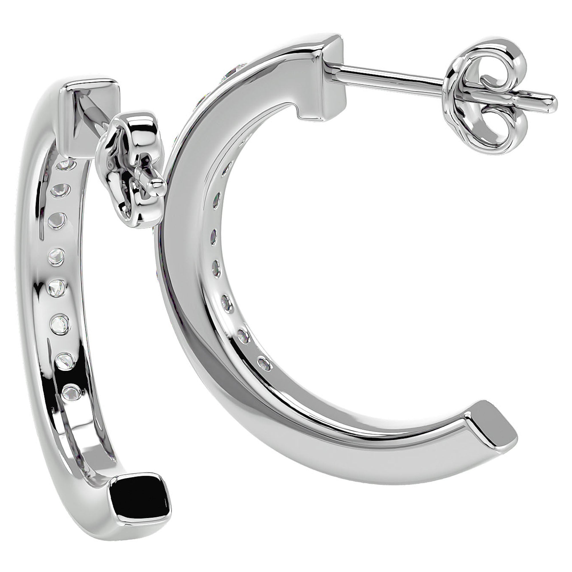 Cercei Hoop Nobili din Aur 14k cu Diamante Create în Laborator de 0.46 ct din 14k Aur Alb - Castelo.ro