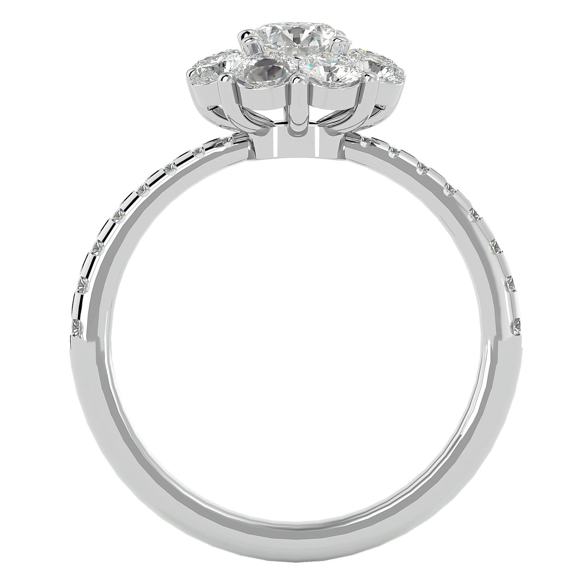 Inel de Logodnă Fleur din Aur 14k cu Diamante Create în Laborator Halo Pavé de 1.64 ct din 14k Aur Alb - Castelo.ro