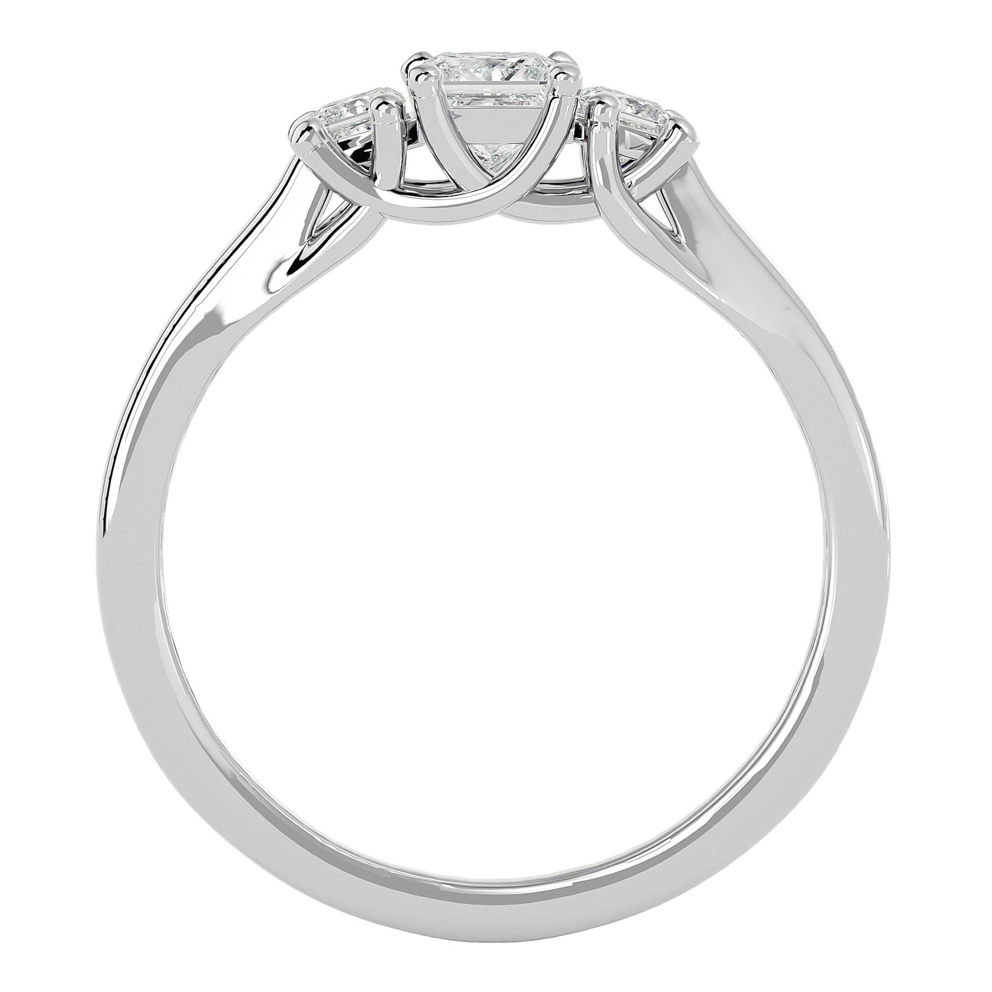 Inel de Logodnă cu Trei Diamante Naturale In Forma De Prințesă de 0.59 ct din Platina - Castelo.ro