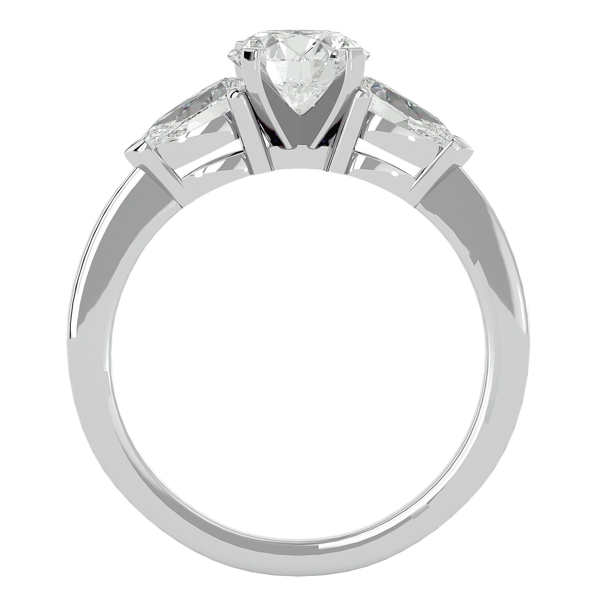 Inel de Logodnă Hélène cu Trei Moissanite de 2.18 ct din Platina - Castelo.ro