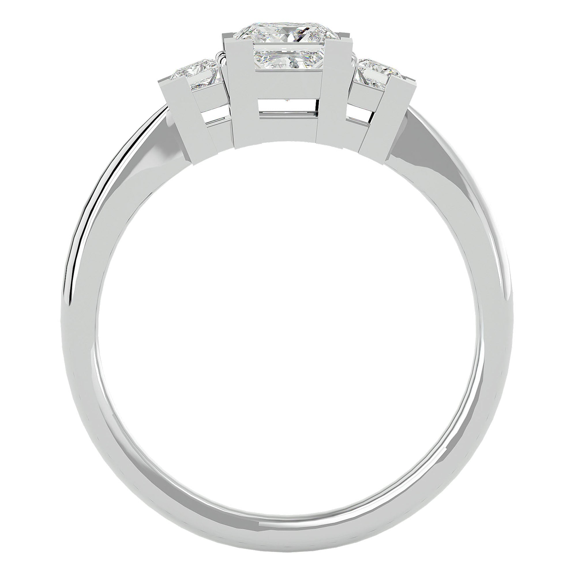 Inel de Logodnă Cu Trei Diamante Naturale Tăietură Prințesă de 1.00 ct din Platina - Castelo.ro