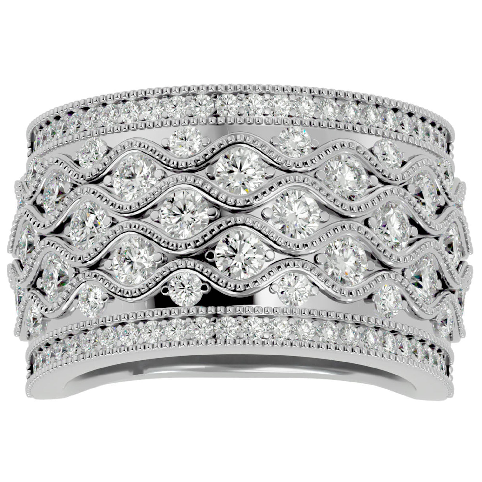 Inel Regal Vintage din Aur 14k cu Diamante Naturale de 1.73 ct din 14k Aur Alb - Castelo.ro