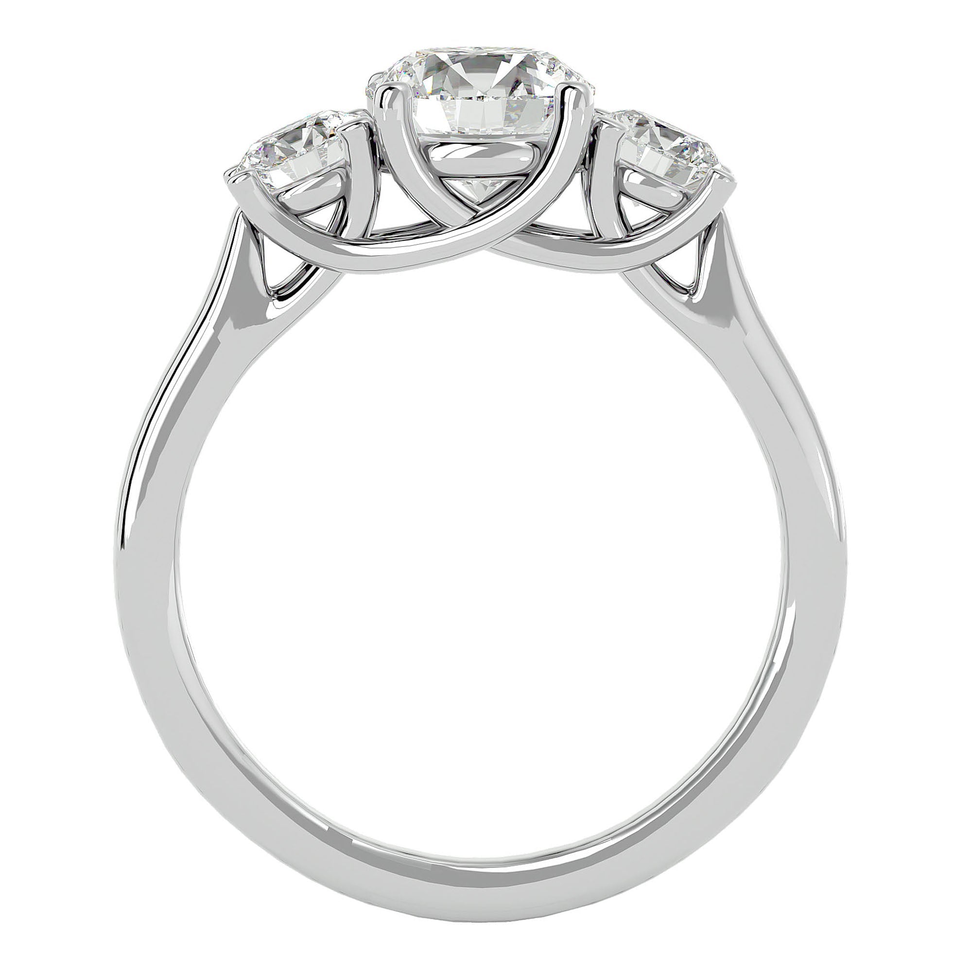 Inel de Logodnă Renée din Aur 14k cu Trei Diamante Naturale de 1.95 ct din 14k Aur Alb - Castelo.ro