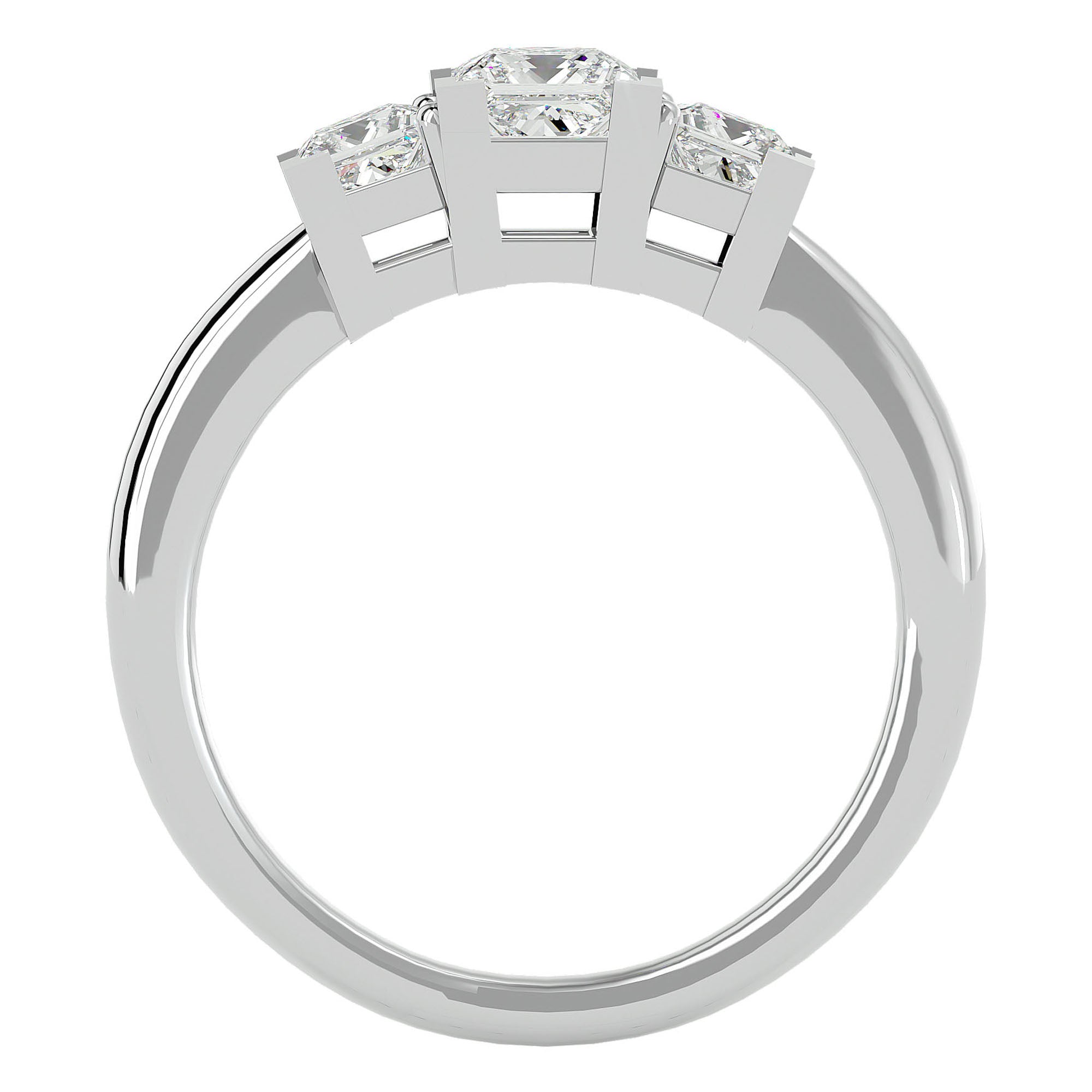 Inel de Logodnă Cu Trei Diamante Naturale Tăietură Prințesă de 1.32 ct din Platina - Castelo.ro