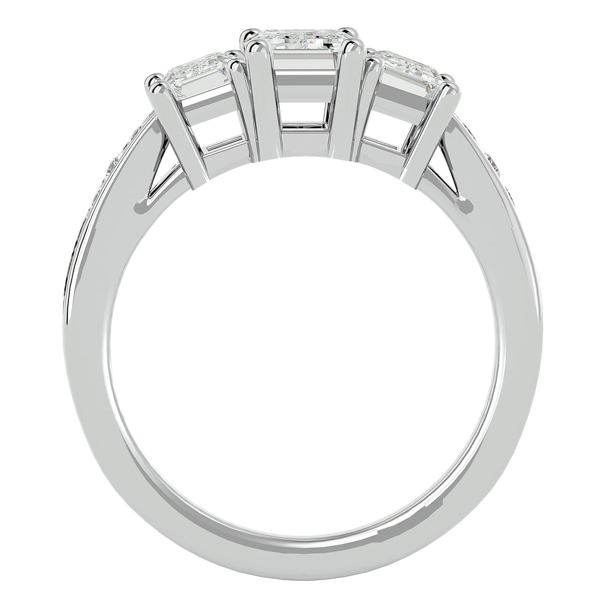 Inel de Logodnă din Aur 14k Trei Diamante Naturale de 2.46 ct din 14k Aur Alb - Castelo.ro
