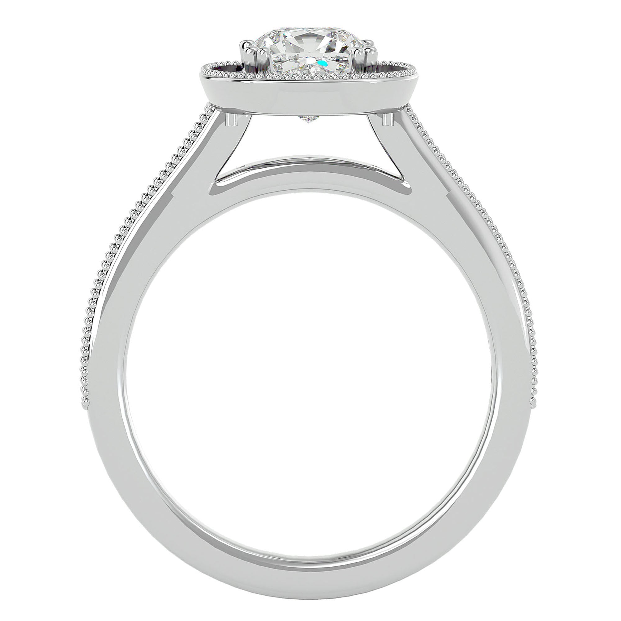 Inel de Logodnă Halo Pavé din Aur 14k cu Diamante Create în Laborator de 1.92 ct din 18k Aur Alb - Castelo.ro
