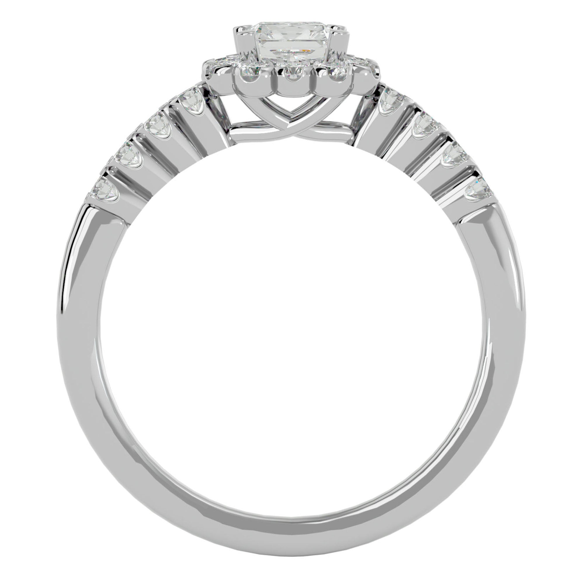 Inel de Logodnă Fleur Pavé cu Moissanite de 0.94 ct din Platina - Castelo.ro