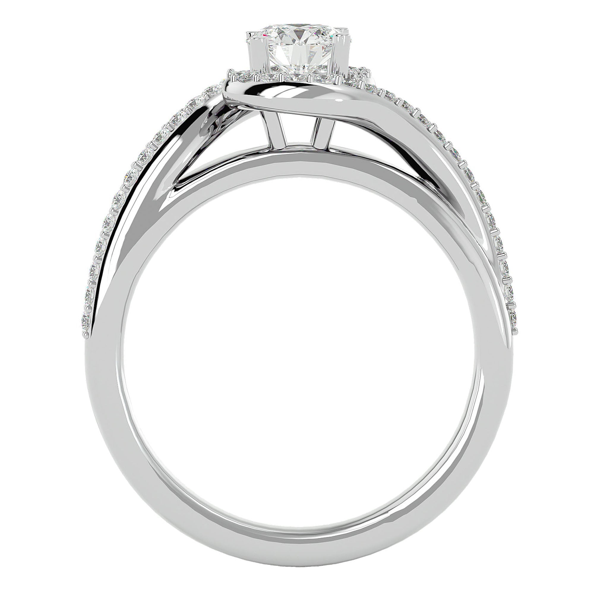 Inel de Logodnă din Aur 14k cu Moissanite Pavé în Spirală Eternă de 0.61 ct din 14k Aur Alb - Castelo.ro