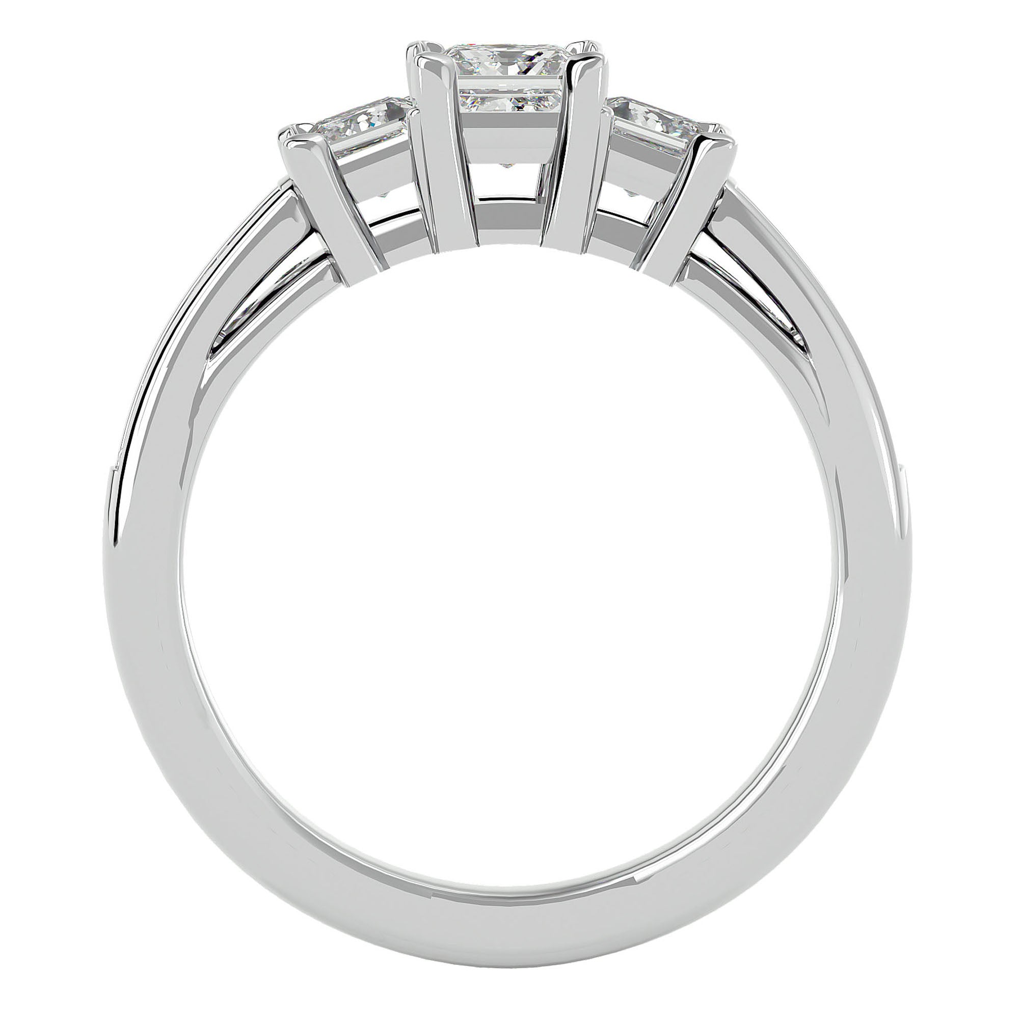 Inel de Logodnă Trei Diamante Naturale Pavè de 1.28 ct din Platina - Castelo.ro