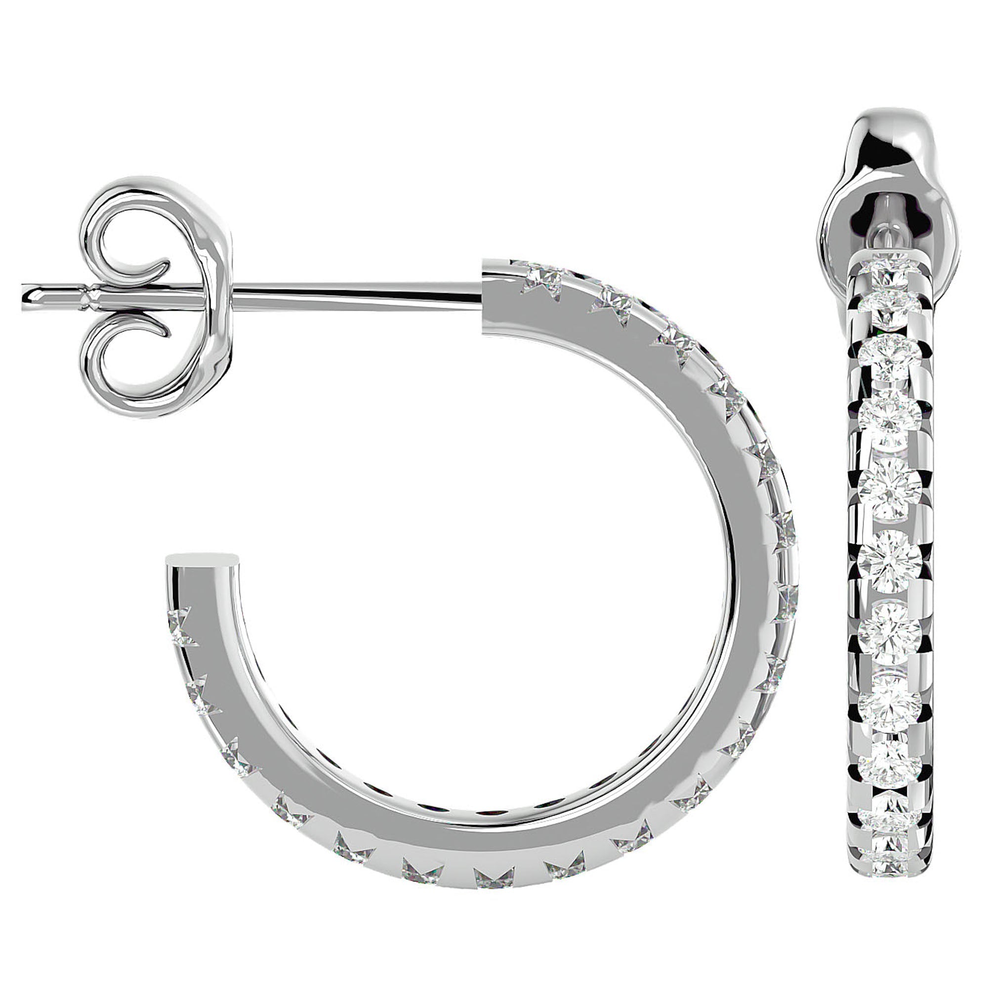 Cercei Hoop din Aur 14k Cu Diamante Naturale de 0.70 ct din 14k Aur Alb - Castelo.ro