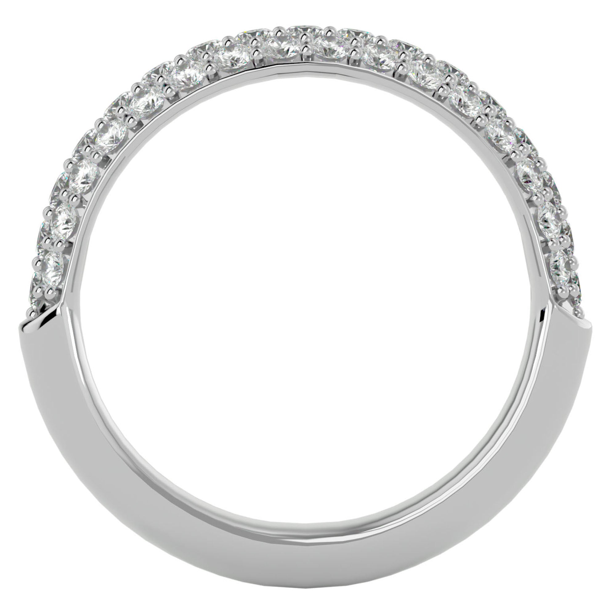 Inelul Promisiunii din Aur 14k cu Diamante Create în Laborator Pavé de 0.77 ct din 14k Aur Alb - Castelo.ro