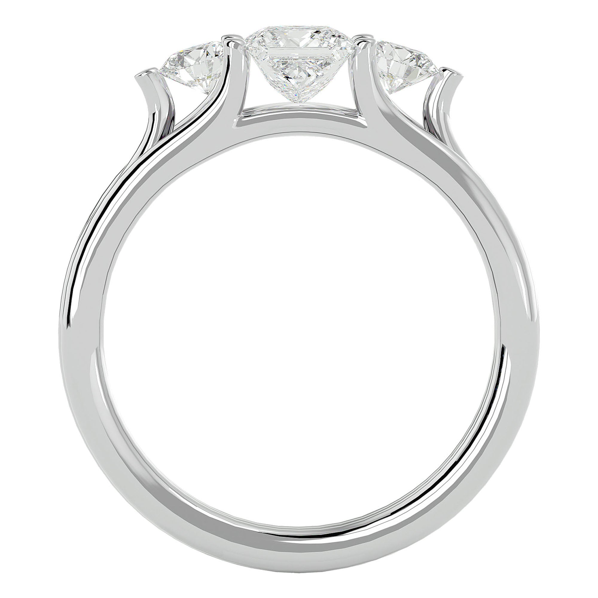 Inel Triplu de Logodnă Cu Trei Diamante Naturale de 0.96 ct din Platina - Castelo.ro
