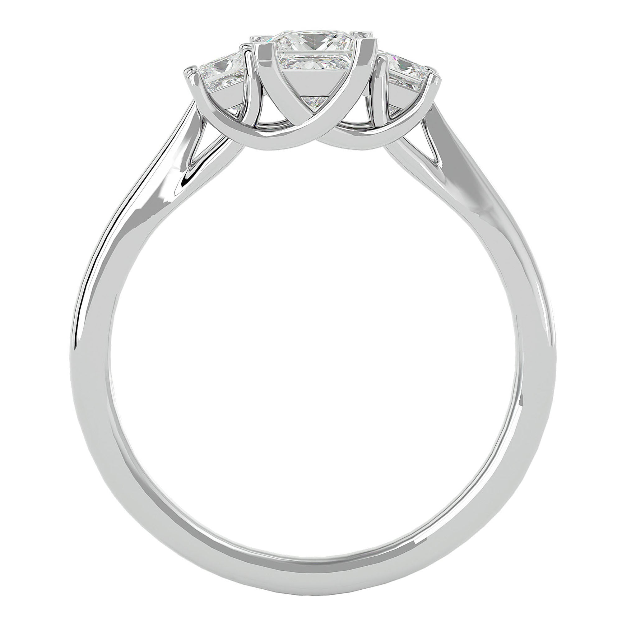 Inel de Logodnă Trei Diamante Naturale Cu Tăietură De Prințesă de 0.96 ct din Platina - Castelo.ro