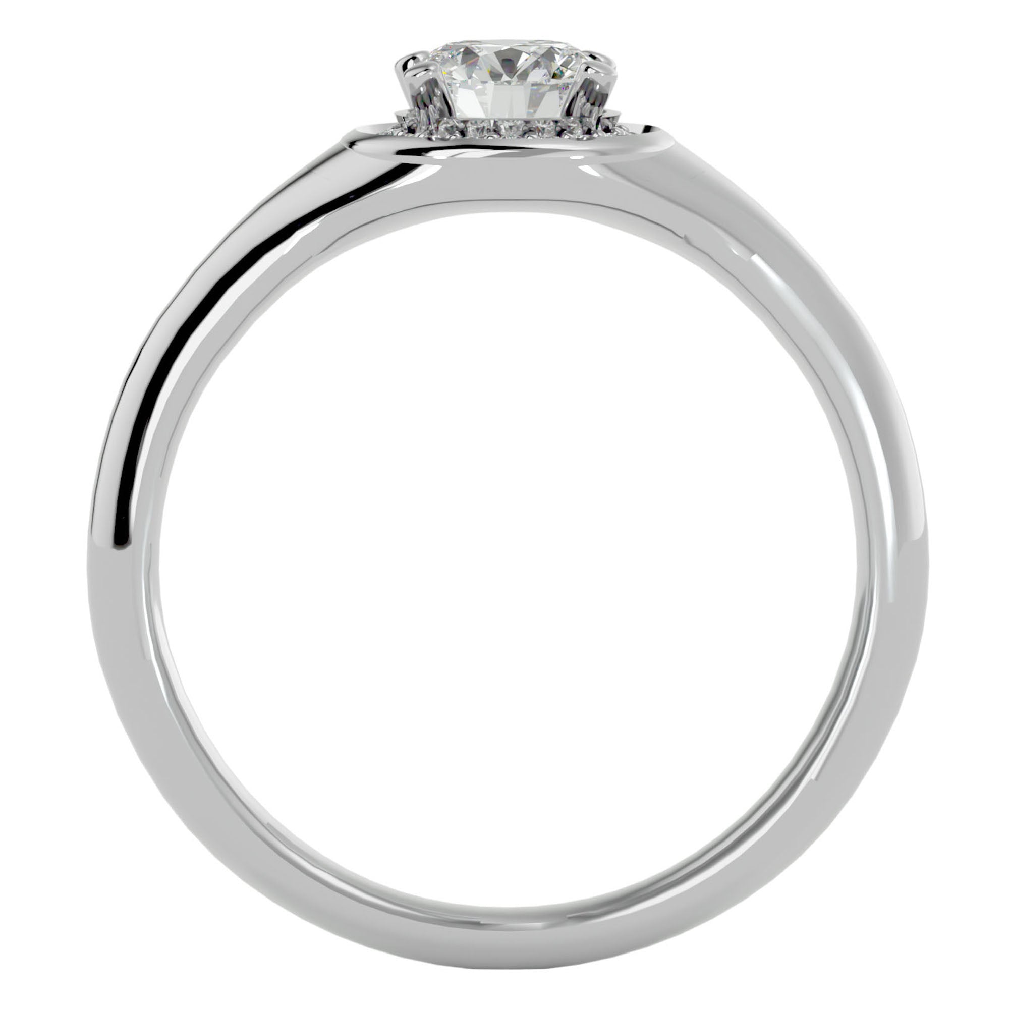 Inel de Logodnă Retro din Aur 14k cu Diamante Naturale Brilliant Halo de 0.54 ct din 14k Aur Alb - Castelo.ro