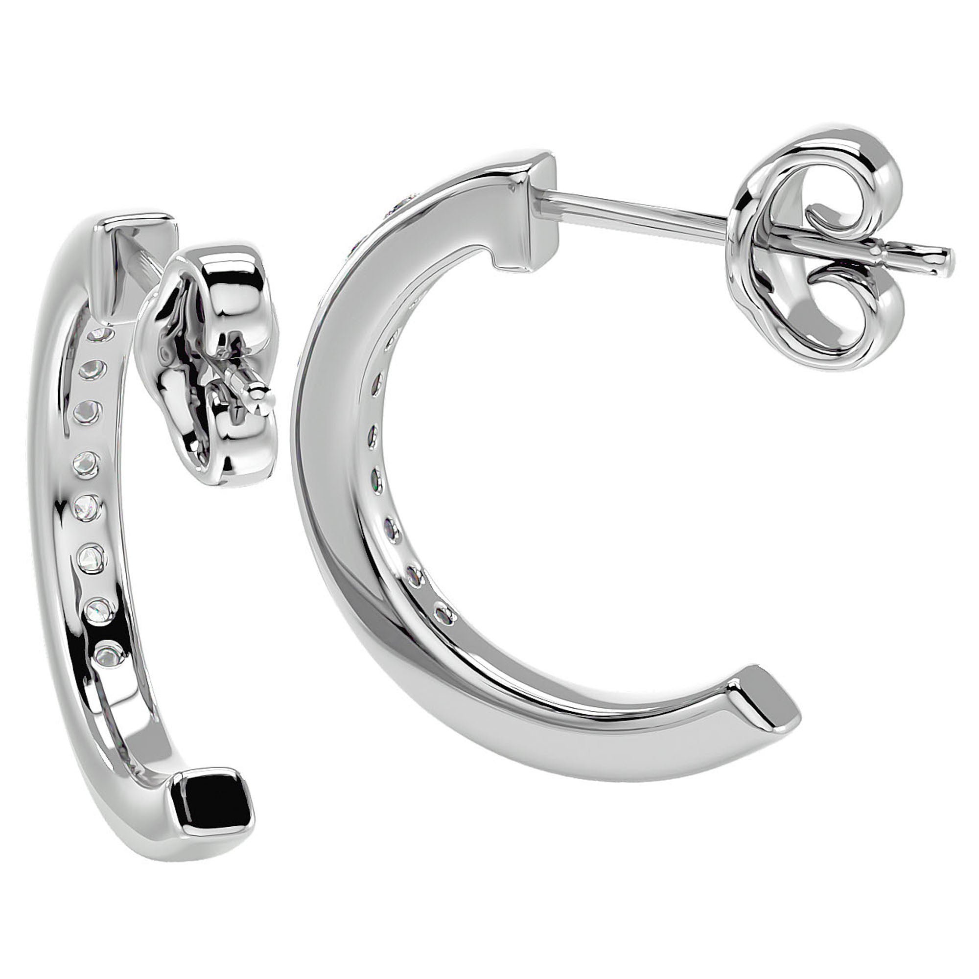 Cercei Hoop Vals din Aur 14k cu Moissanite de 0.92 ct din 14k Aur Alb - Castelo.ro
