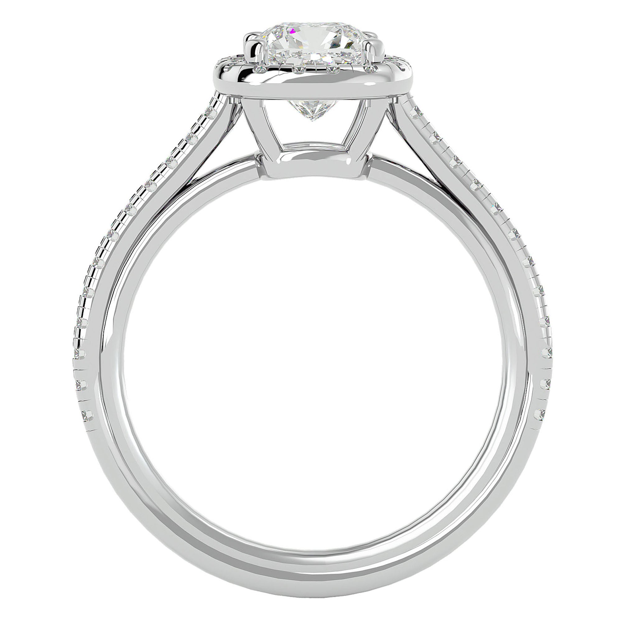 Inel de Logodnă Halo Pavé cu Diamante Create în Laborator de 1.79 ct din Platina - Castelo.ro