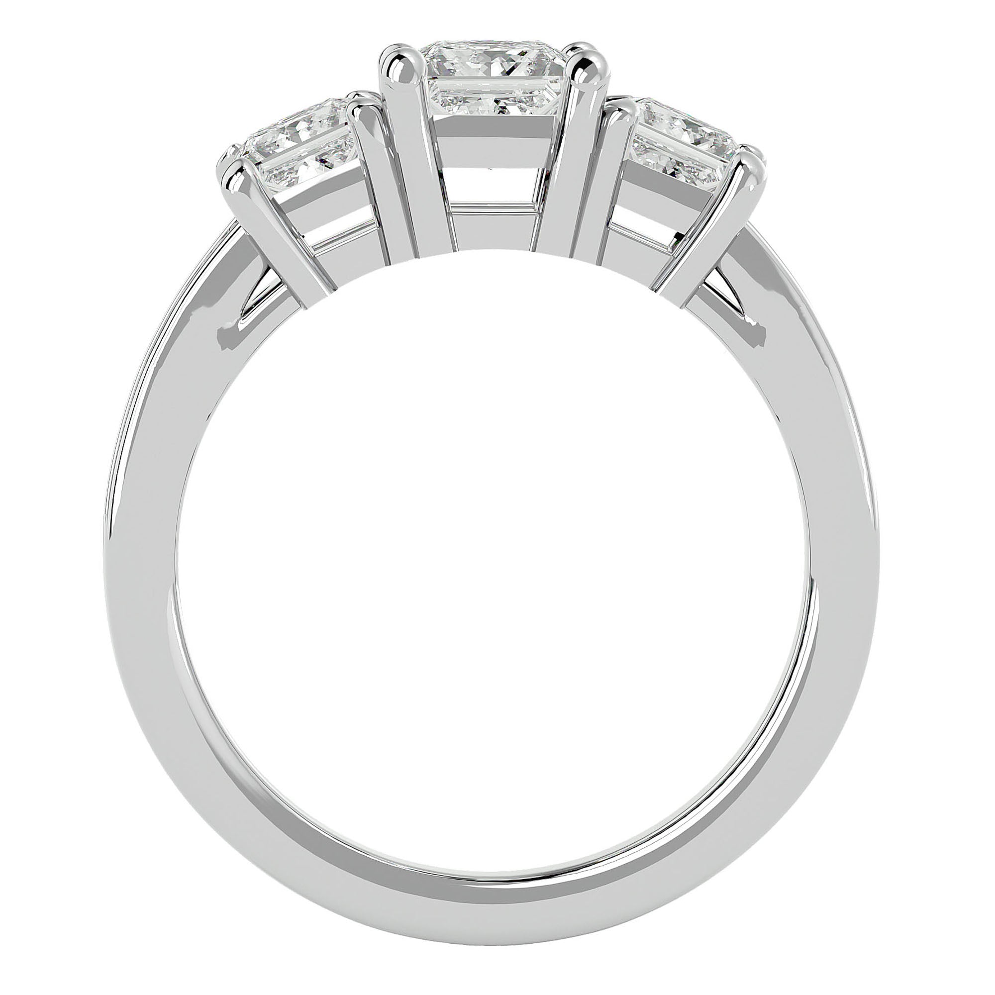 Inel de Logodnă din Aur 14k Trei Diamante Naturale Pavè de 2.20 ct din 14k Aur Alb - Castelo.ro