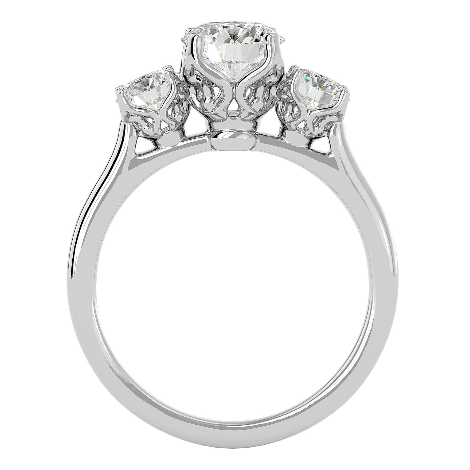 Inel de Logodnă Vivienne cu Trei Moissanite de 1.62 ct din Platina - Castelo.ro