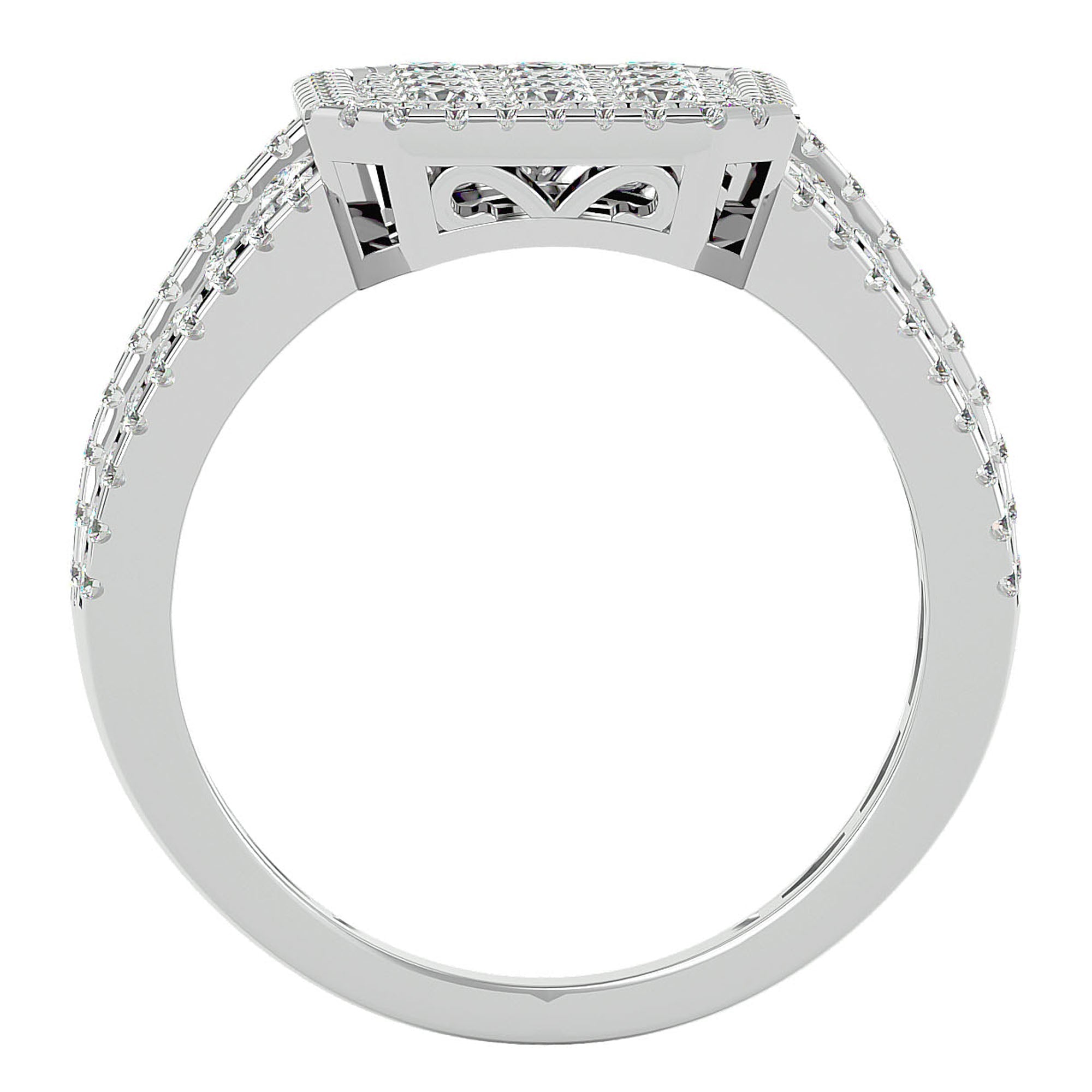 Inel Nobil din Aur 14k cu Diamante Create în Laborator Pavé de 1.53 ct din 14k Aur Alb - Castelo.ro