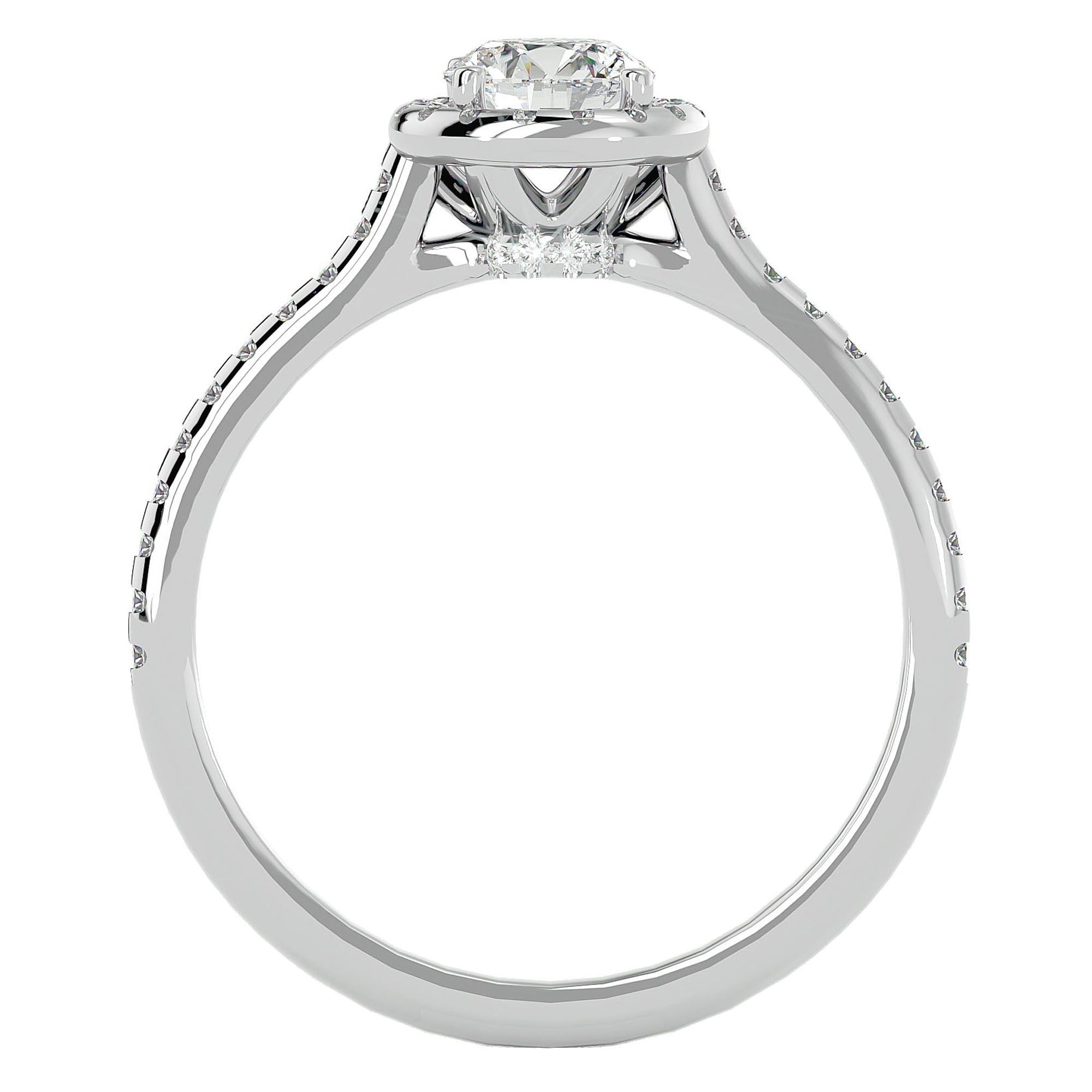 Inel de Logodnă Talisman cu Moissanite Halo Pavé de 0.89 ct din Platina - Castelo.ro