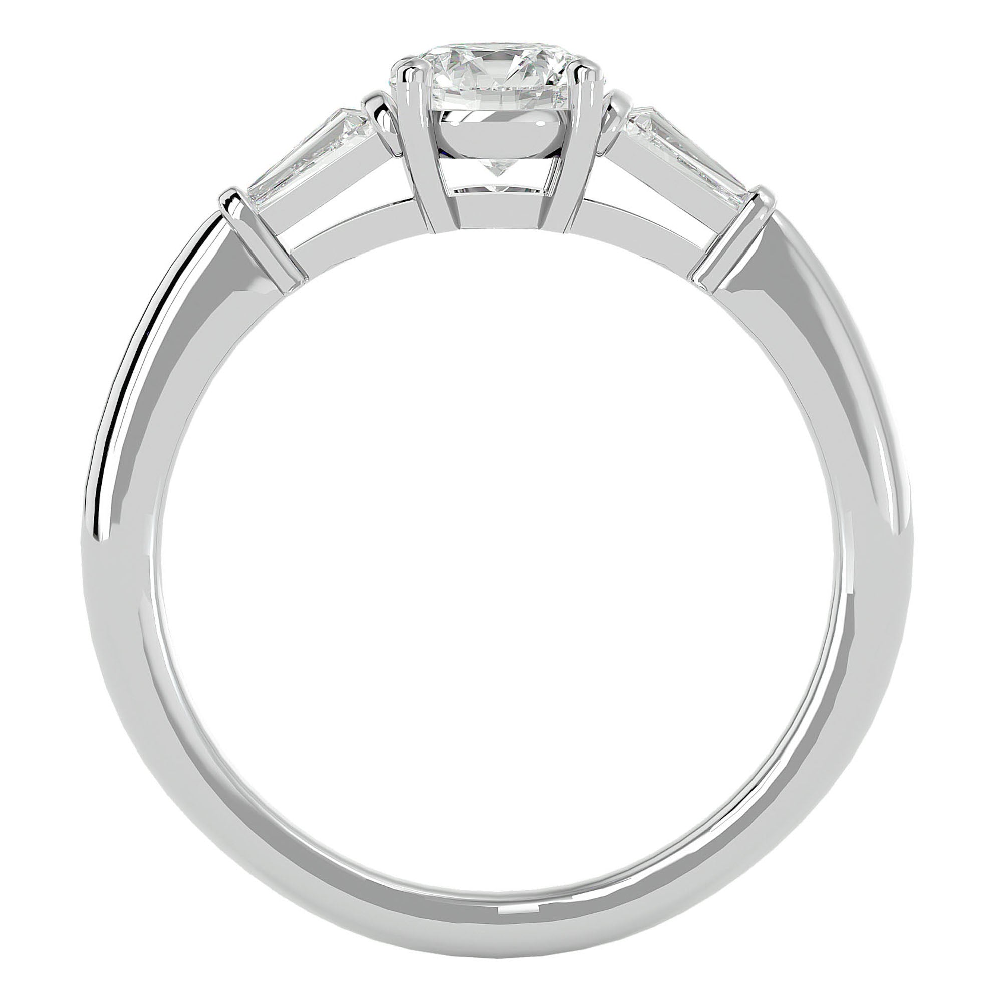 Inel de Logodnă din Aur 14k cu Trei Diamante Create în Laborator de 0.93 ct din 14k Aur Alb - Castelo.ro