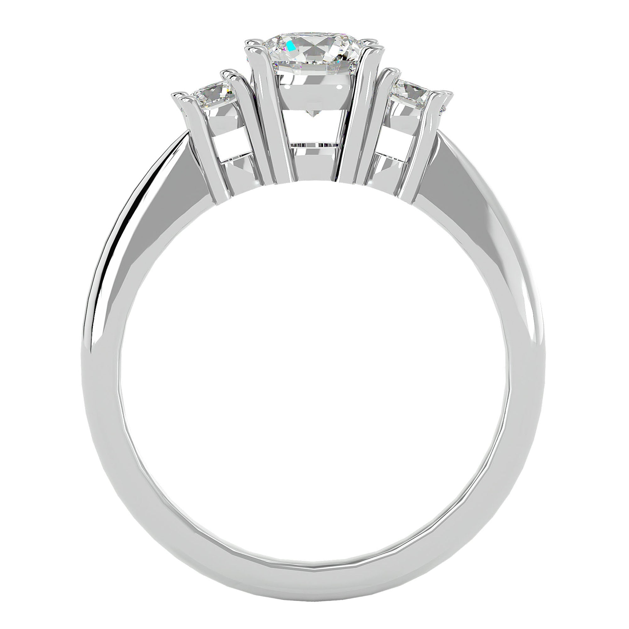 Inel de Logodnă cu Trei Diamante Naturale Pavè de 1.18 ct din Platina - Castelo.ro